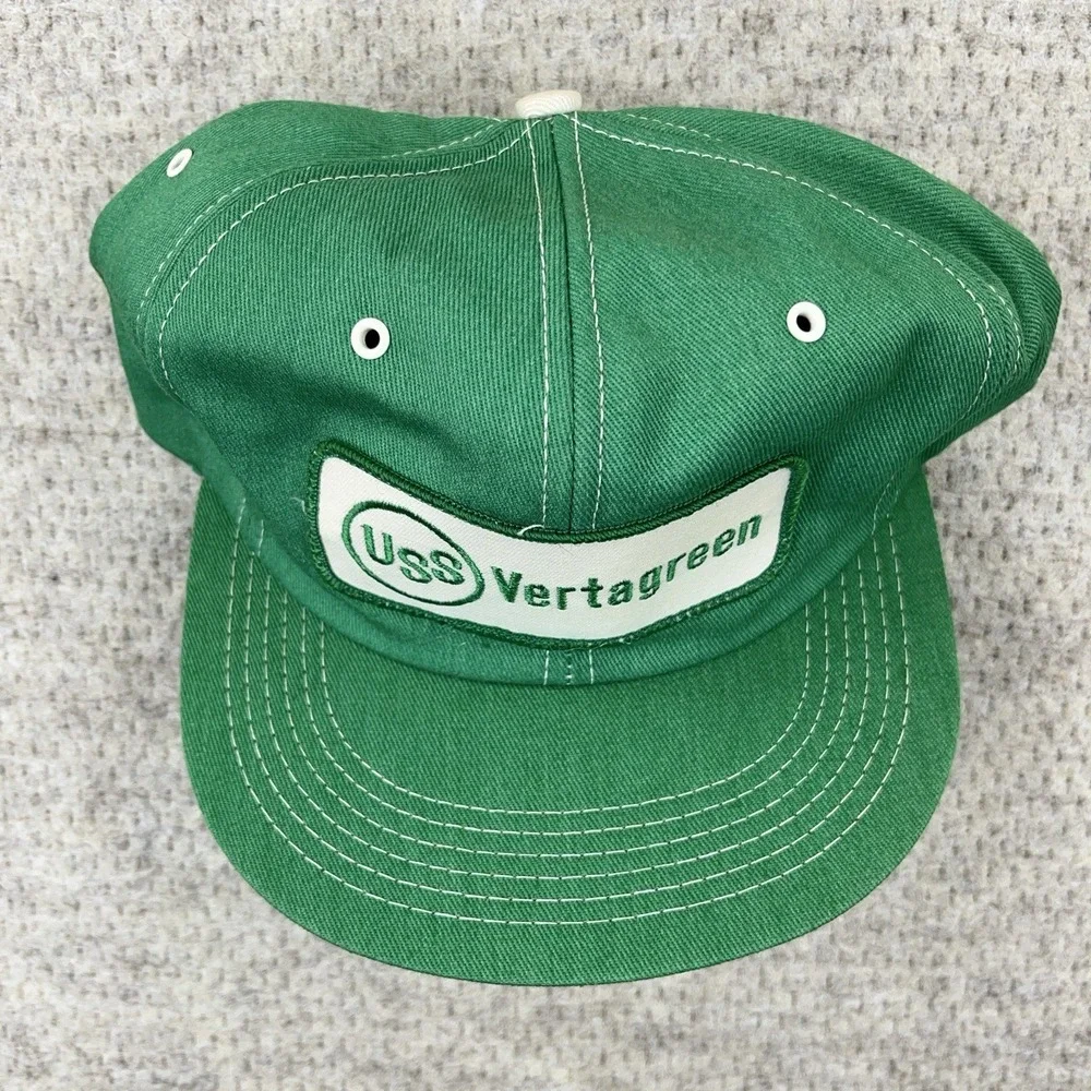 Vintage K Products Trucker Hat Cap Made USA 80s Farm Seed Patch‎ USS Vertagreen